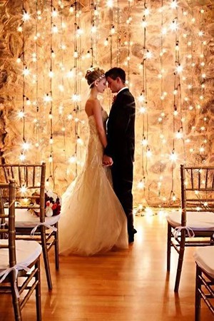 fairy light backdrop wedding
